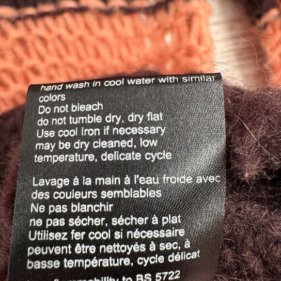 Lili's Closet Open Knit Striped Sweater Womens Small Pink Burgundy Gray - Picture 7 of 9